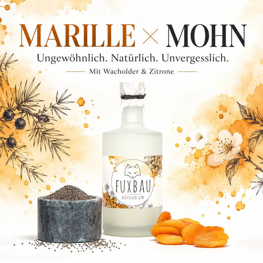 FUXBAU Distillers Cut 2026 Gin mit Marille und Mohn, Wacholder und Zitrone