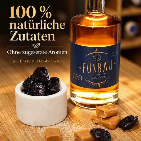 Fuxbau Rum Limited aus 100 Prozent natürlichen Zutaten ohne zugesetzte Aromen oder Farbstoffe